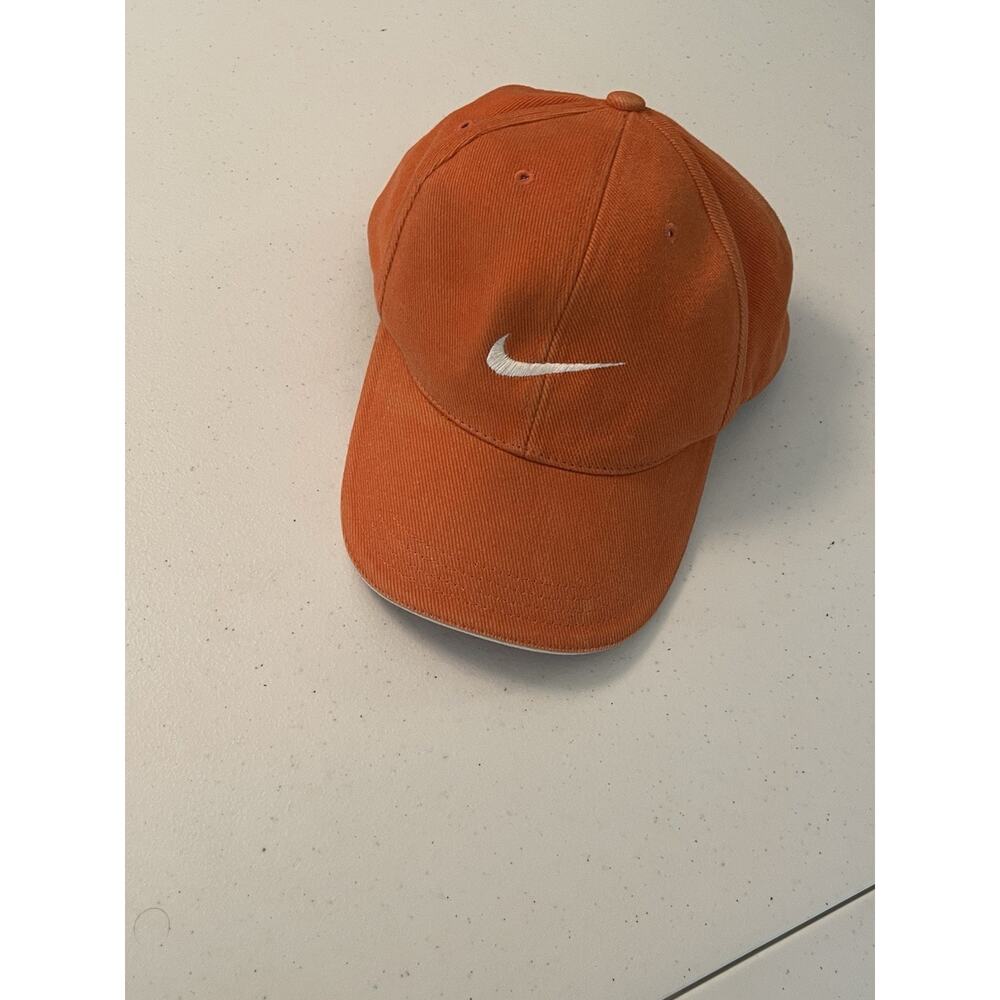 Orange NIKE Vintage Y2K Hat Adjustable Strap Center Embroidered Swoosh